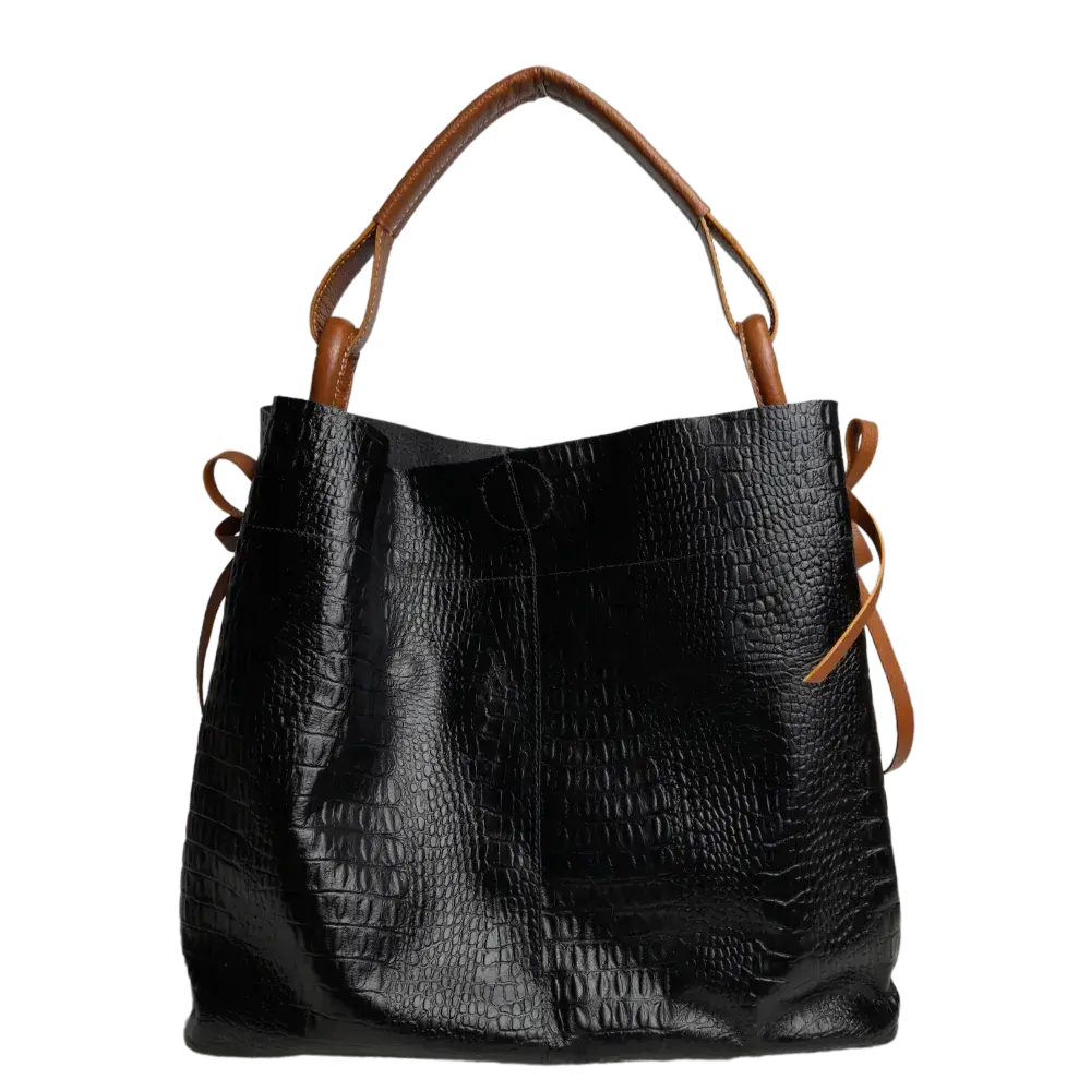 Borsa in Pelle per Donne Aubrey Rettili Nera