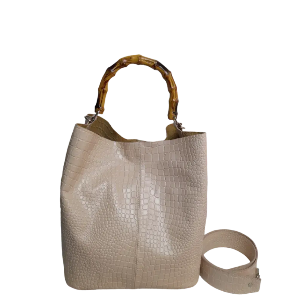 Borsa a mano Claire in design rettile nude