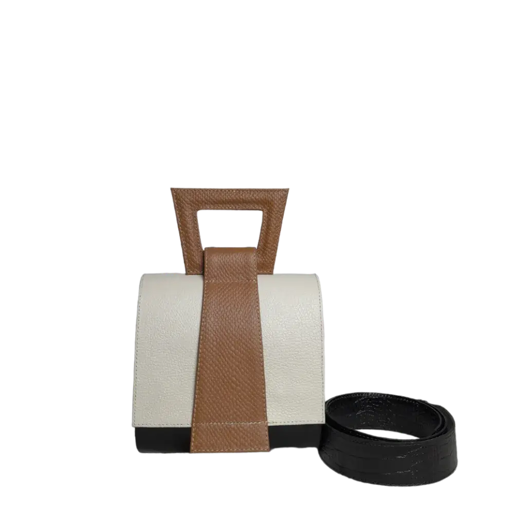 Clara Reptil Borsa in pelle nera per donne con talco per bambini