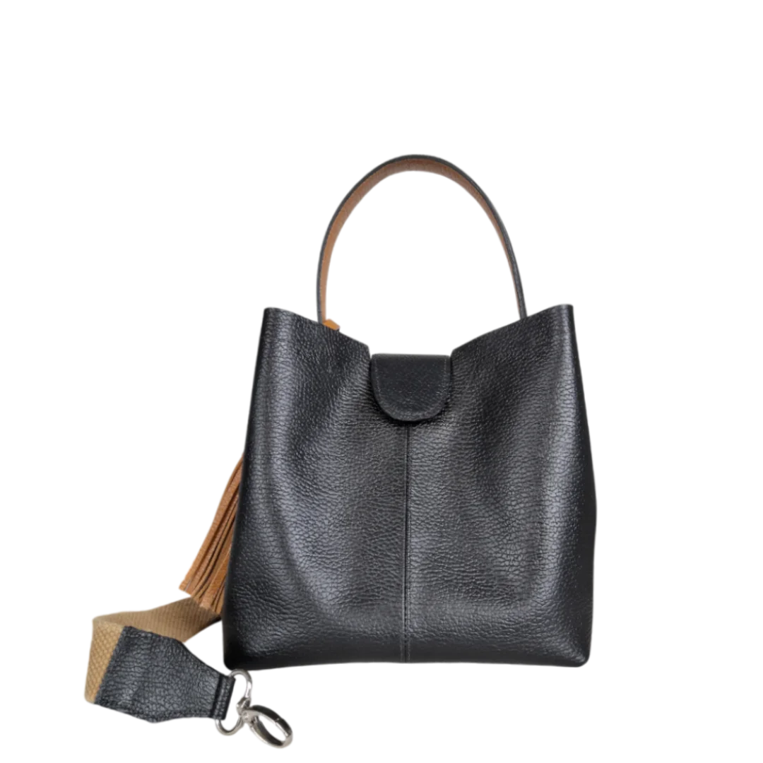 Mini borsa in pelle nera da donna