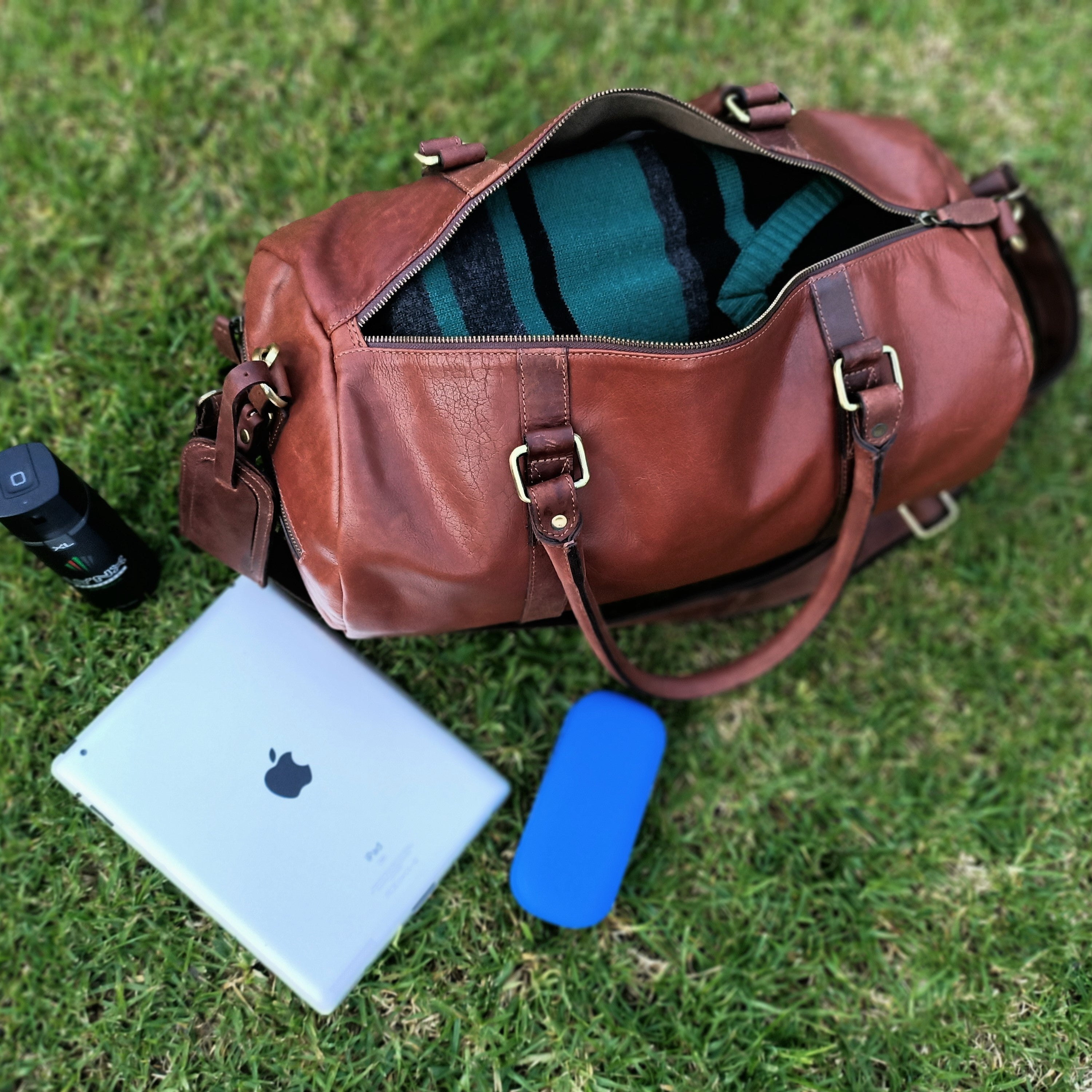 Borsa da viaggio in pelle marrone