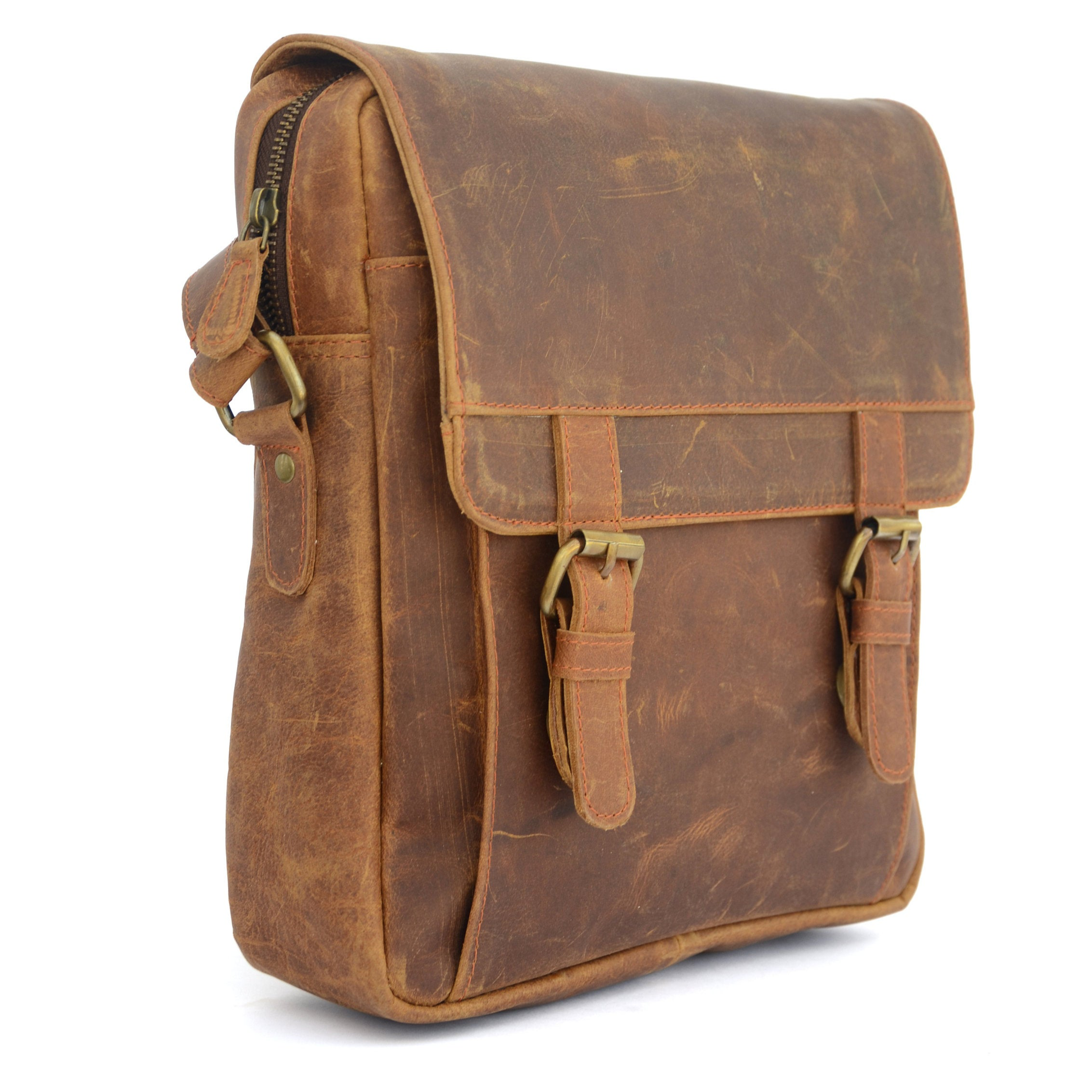 Borsa a spalla in pelle vintage marrone