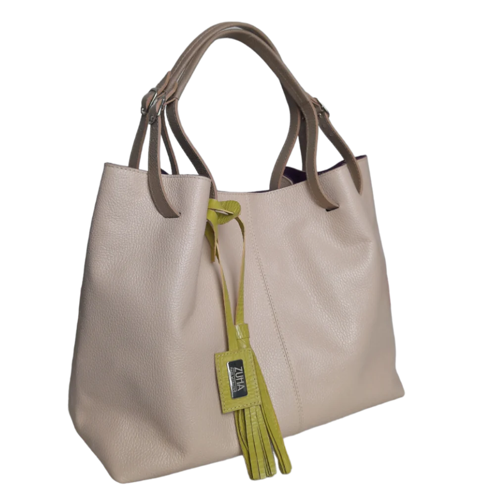Borsa a mano in pelle Adelle Nude per donne