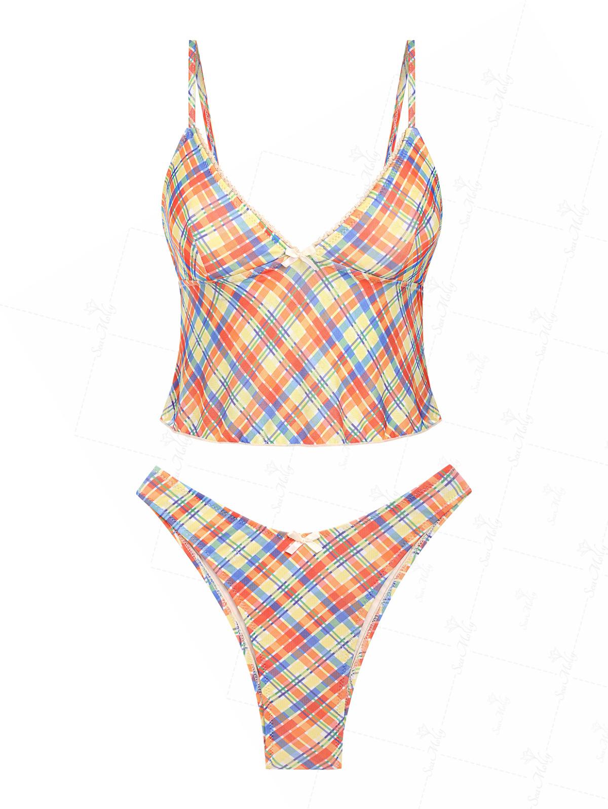 Talia | Bikini completo con finitura in pizzo a quadri