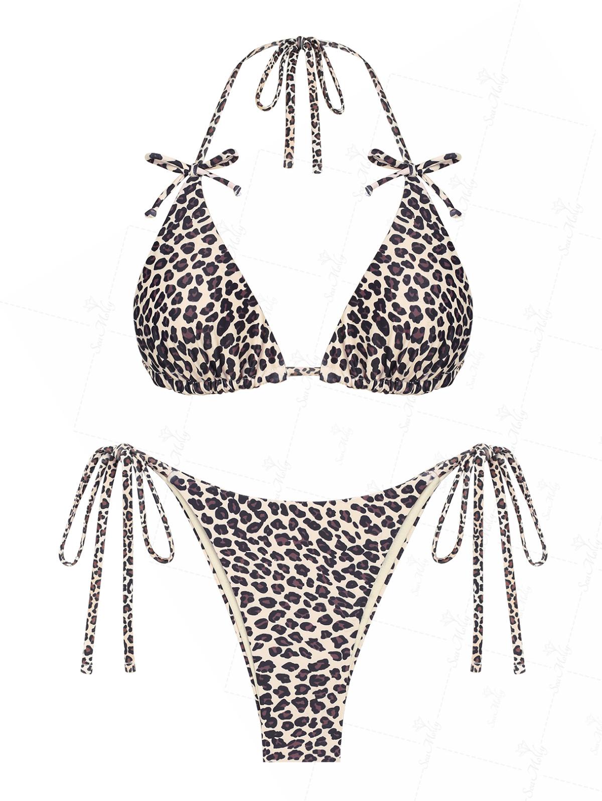 Lola | Completo bikini reversibile con stampa leopardata