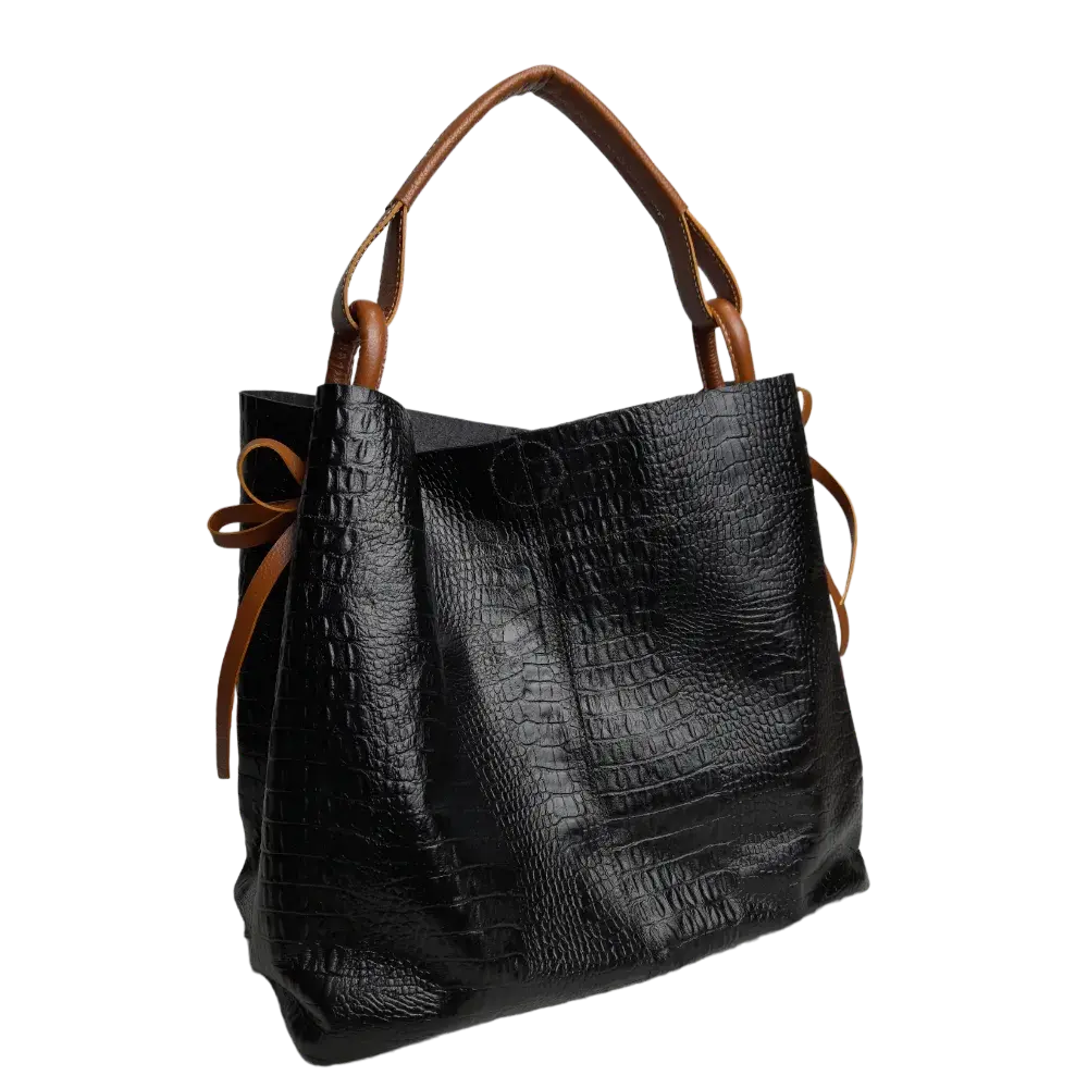 Borsa in Pelle per Donne Aubrey Rettili Nera