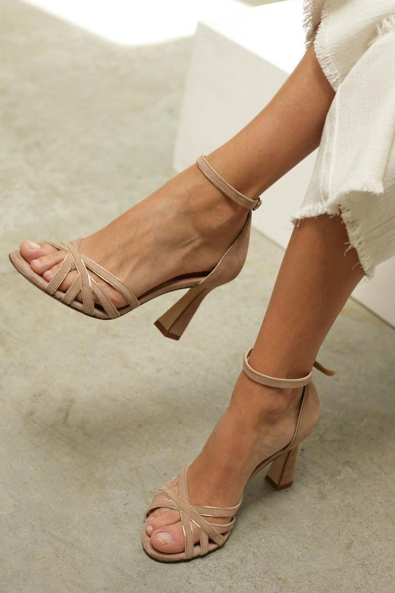 Elviera™ | Sandali patchwork a punta tonda con tacco a spillo