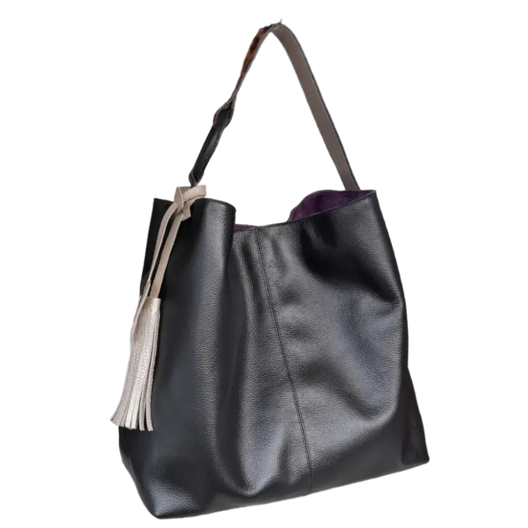 Borsa a mano Nora in pelle nera