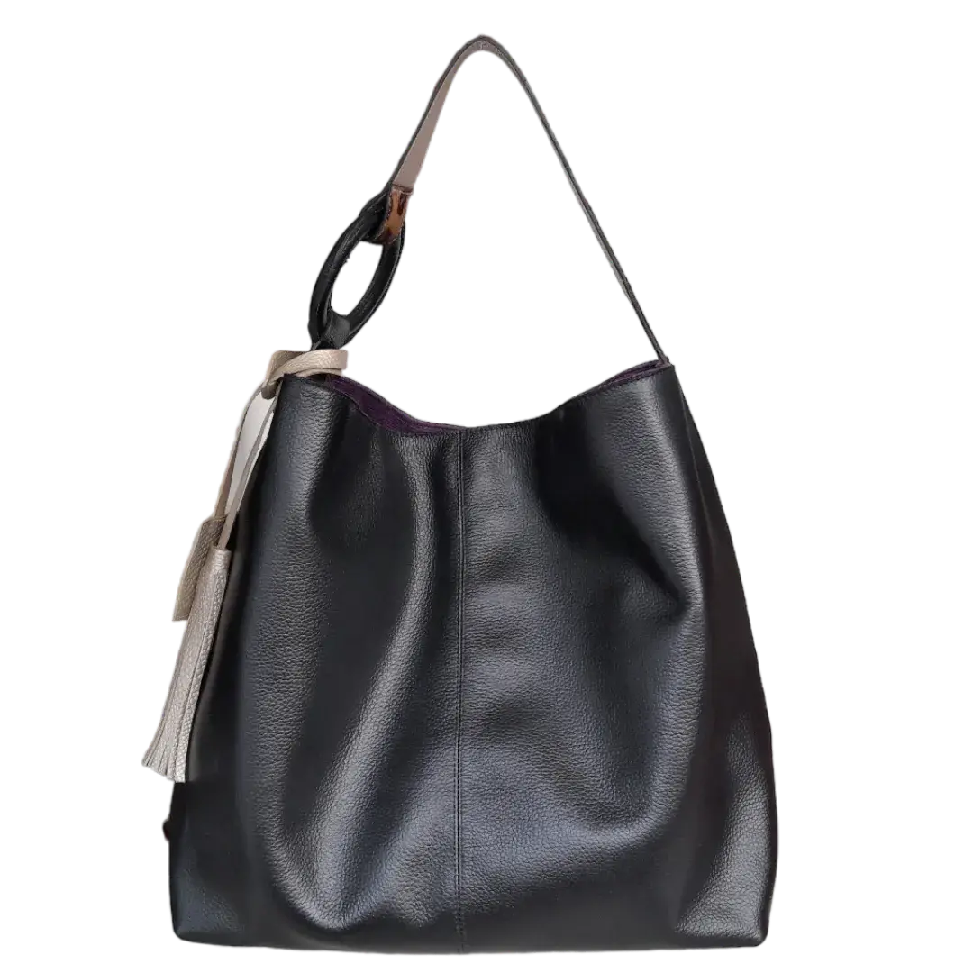 Borsa a mano Nora in pelle nera
