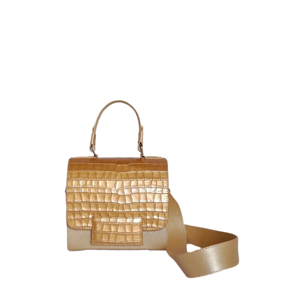 Borsa a mano in pelle da donna Elizabeth Coquito in oro bianco
