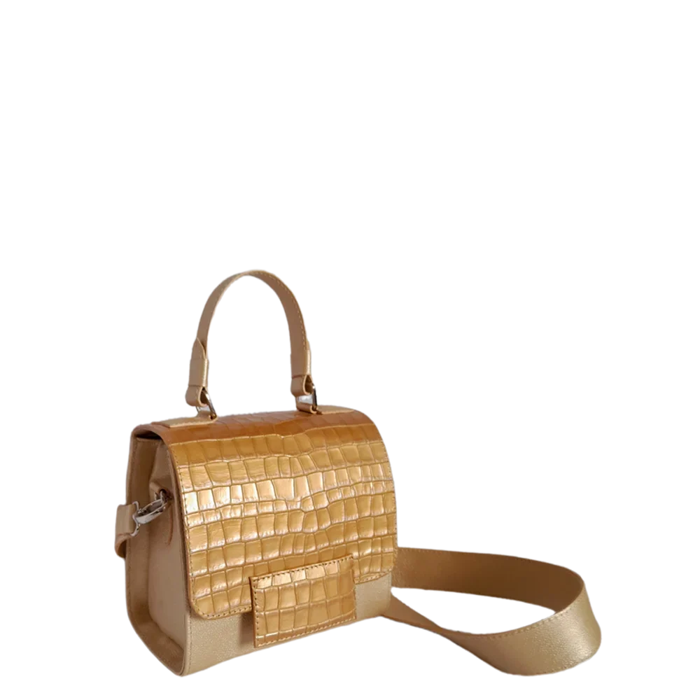 Borsa a mano in pelle da donna Elizabeth Coquito in oro bianco