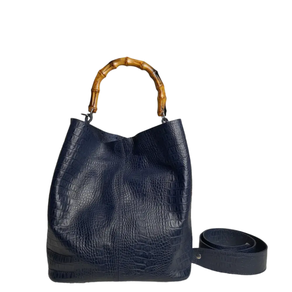 Borsa a mano da donna Claire in pelle di rettile blu scuro