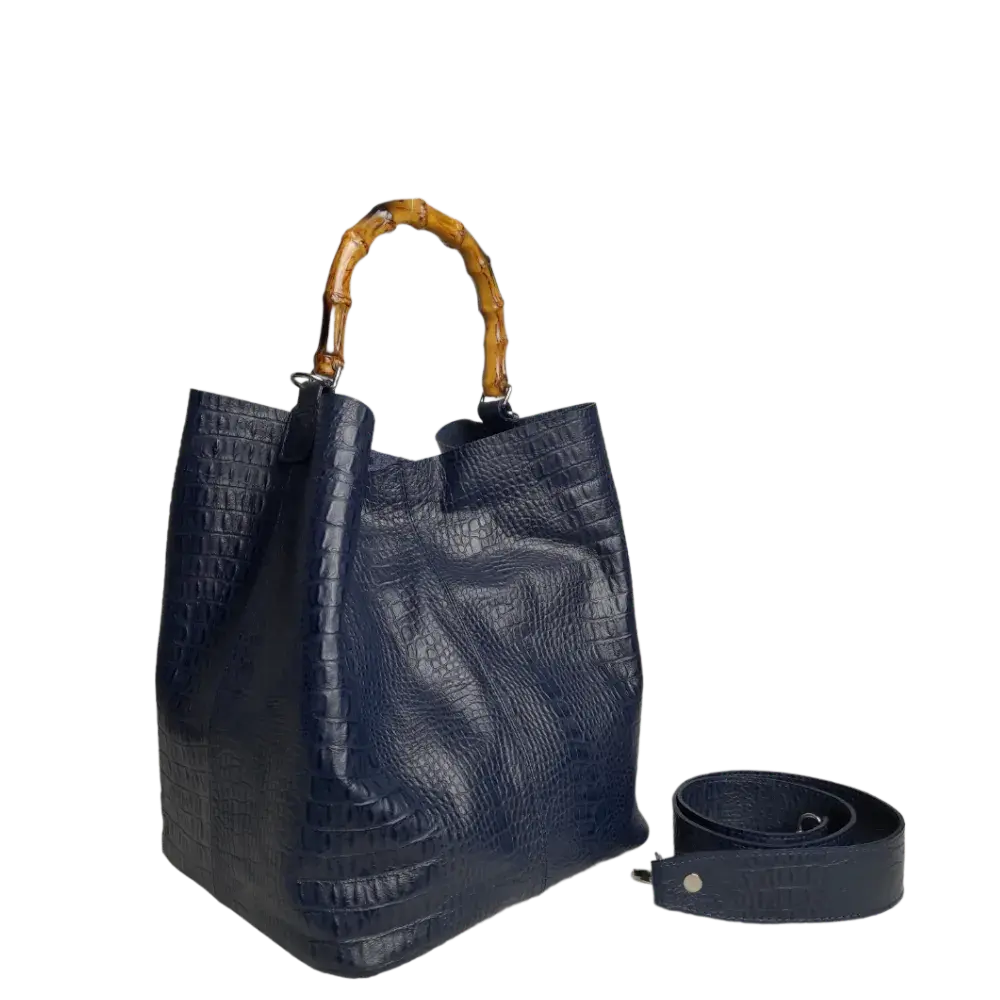 Borsa a mano da donna Claire in pelle di rettile blu scuro