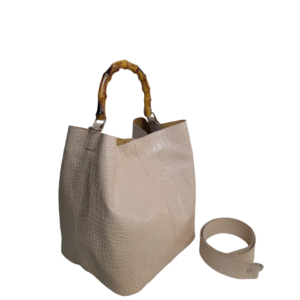 Borsa a mano Claire in design rettile nude