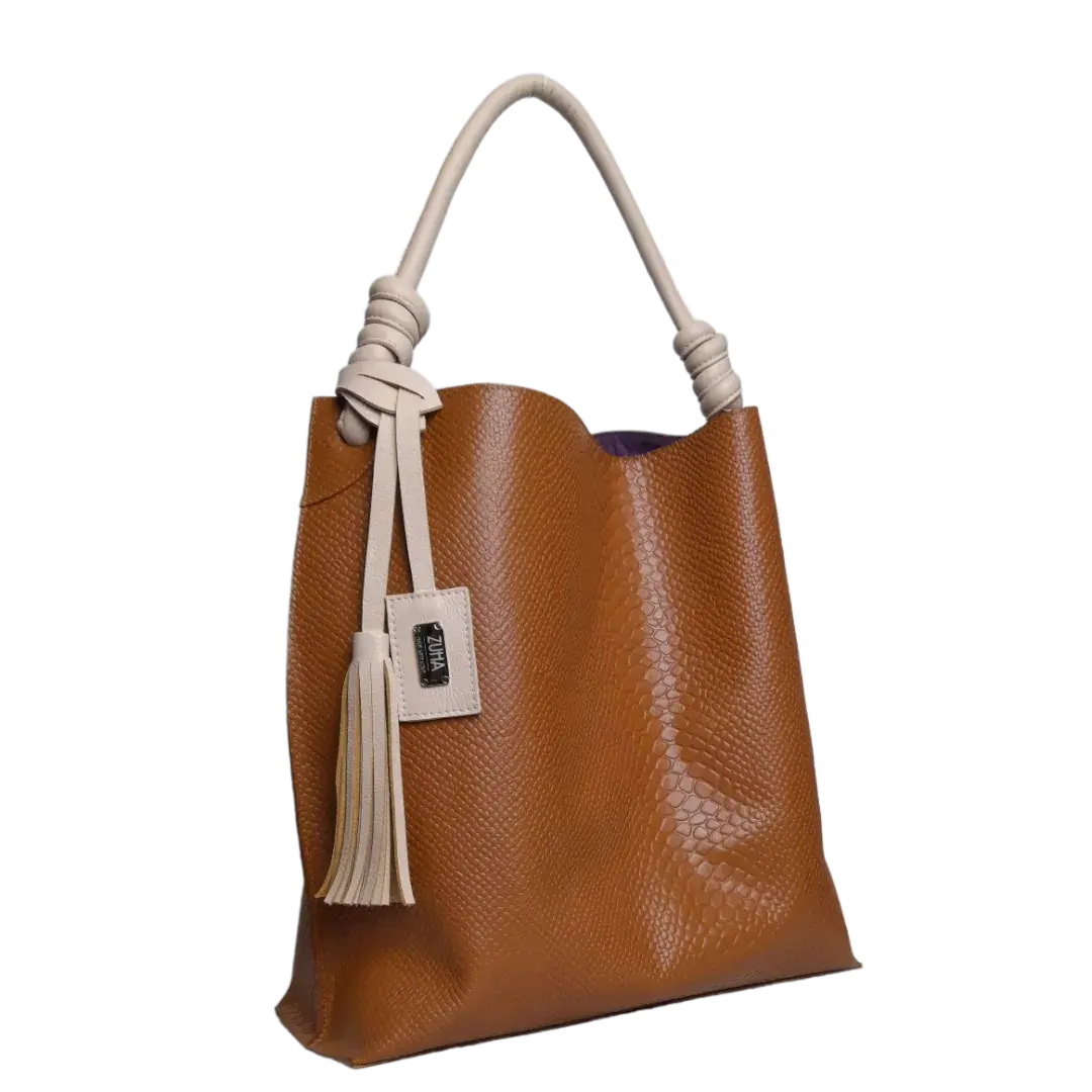 Borsa in Pelle per Donne Fernanda Anaconda Honey