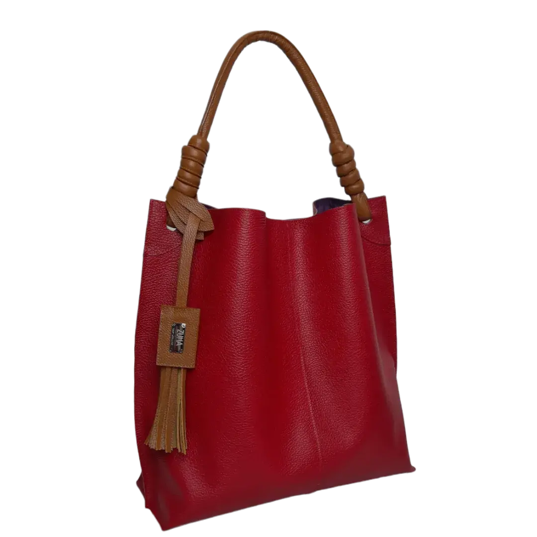 Borsa a mano in pelle rossa Fernanda da donna