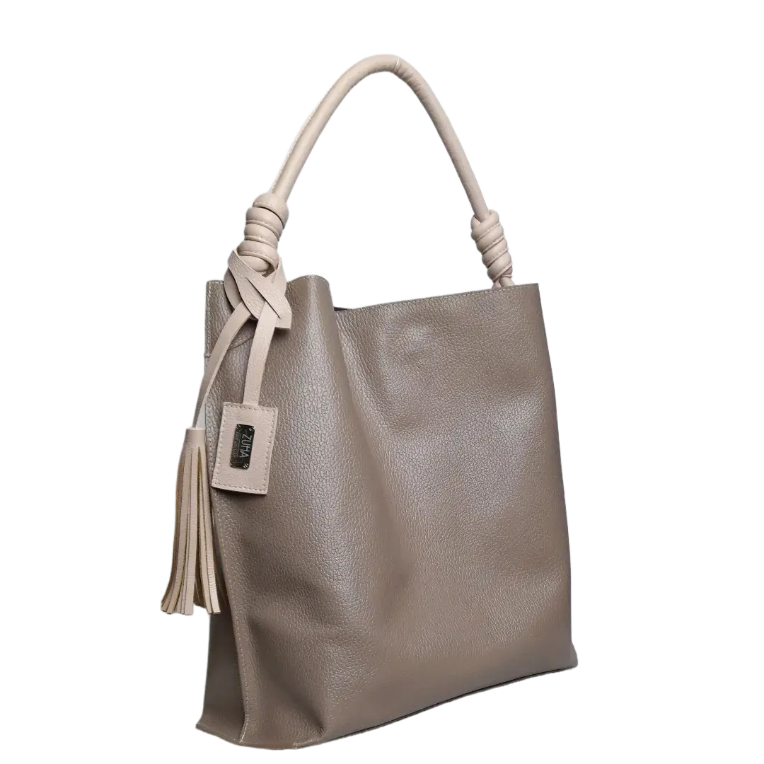 Borsa a mano da donna Fernanda Taupe in pelle