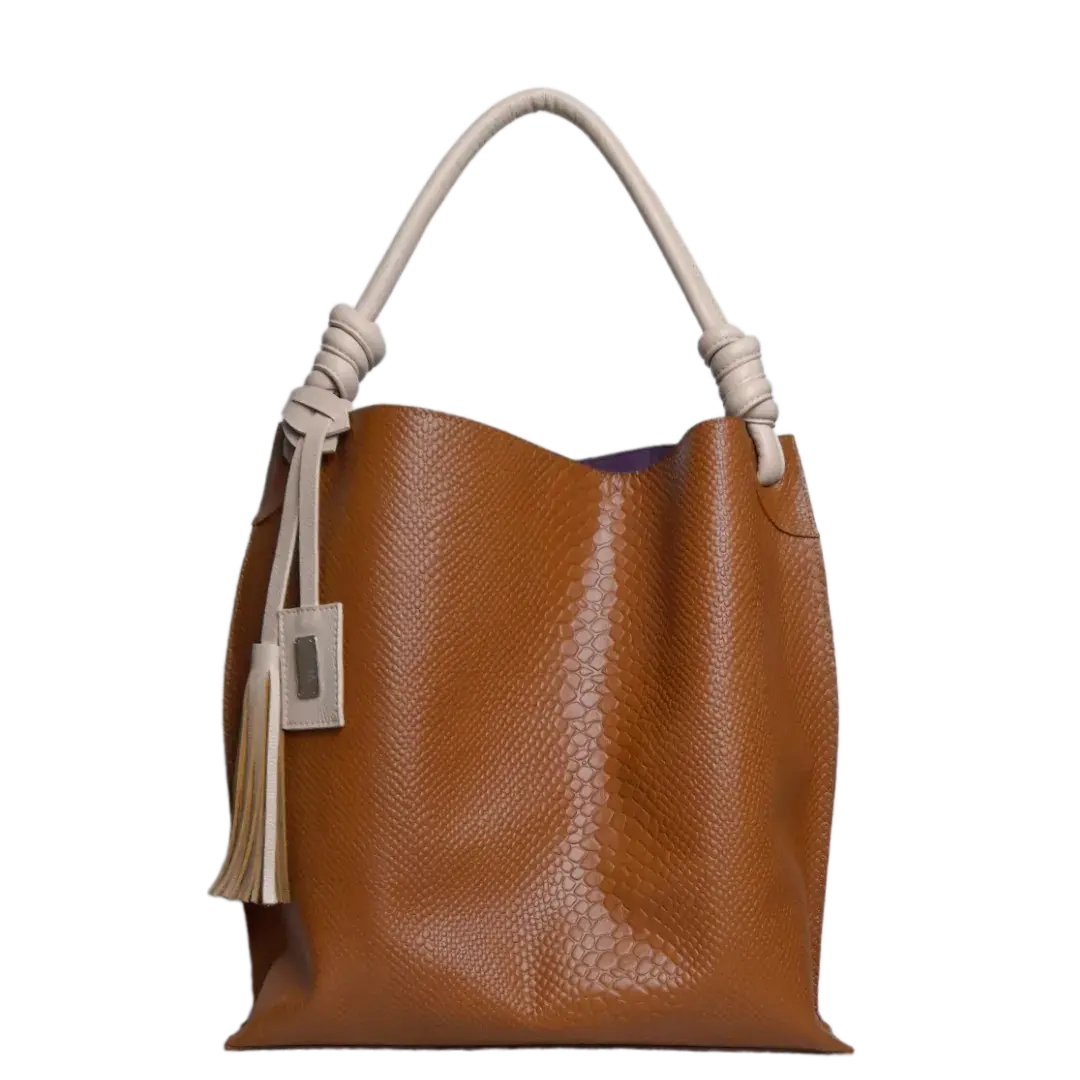 Borsa in Pelle per Donne Fernanda Anaconda Honey