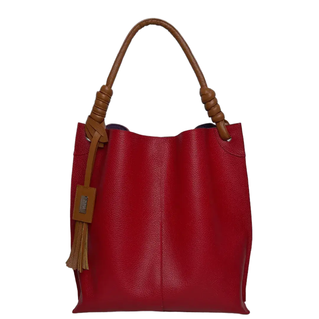 Borsa a mano in pelle rossa Fernanda per donne