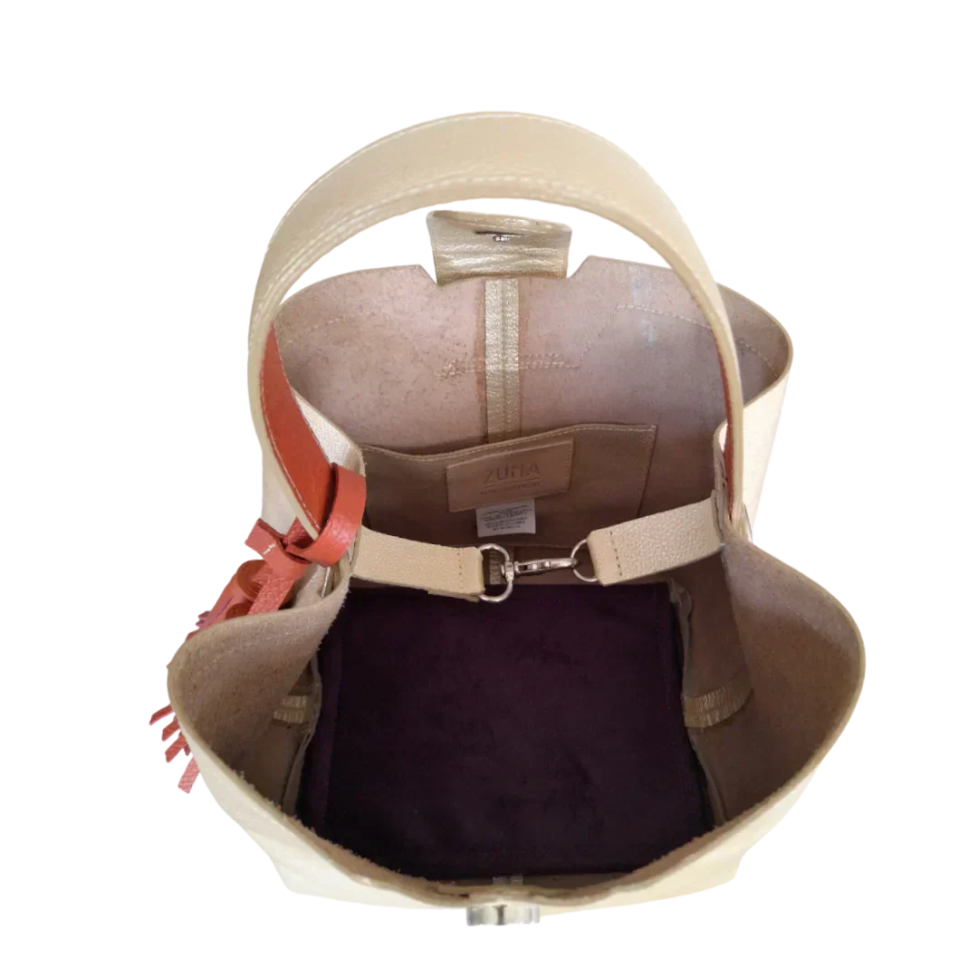 Borsa a mano piccola in pelle Lucia Gold da donna
