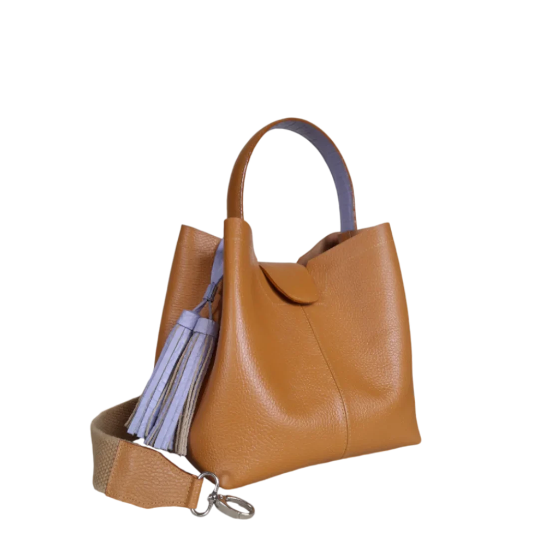 Lucia Kleine Borsa a Mano in Pelle Color Miele per Donne