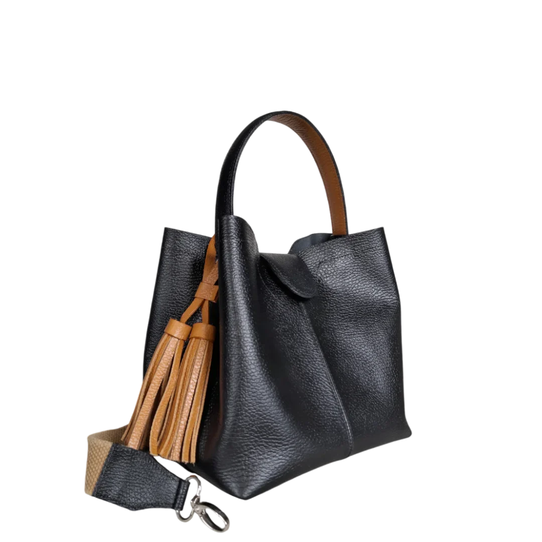 Mini borsa in pelle nera da donna