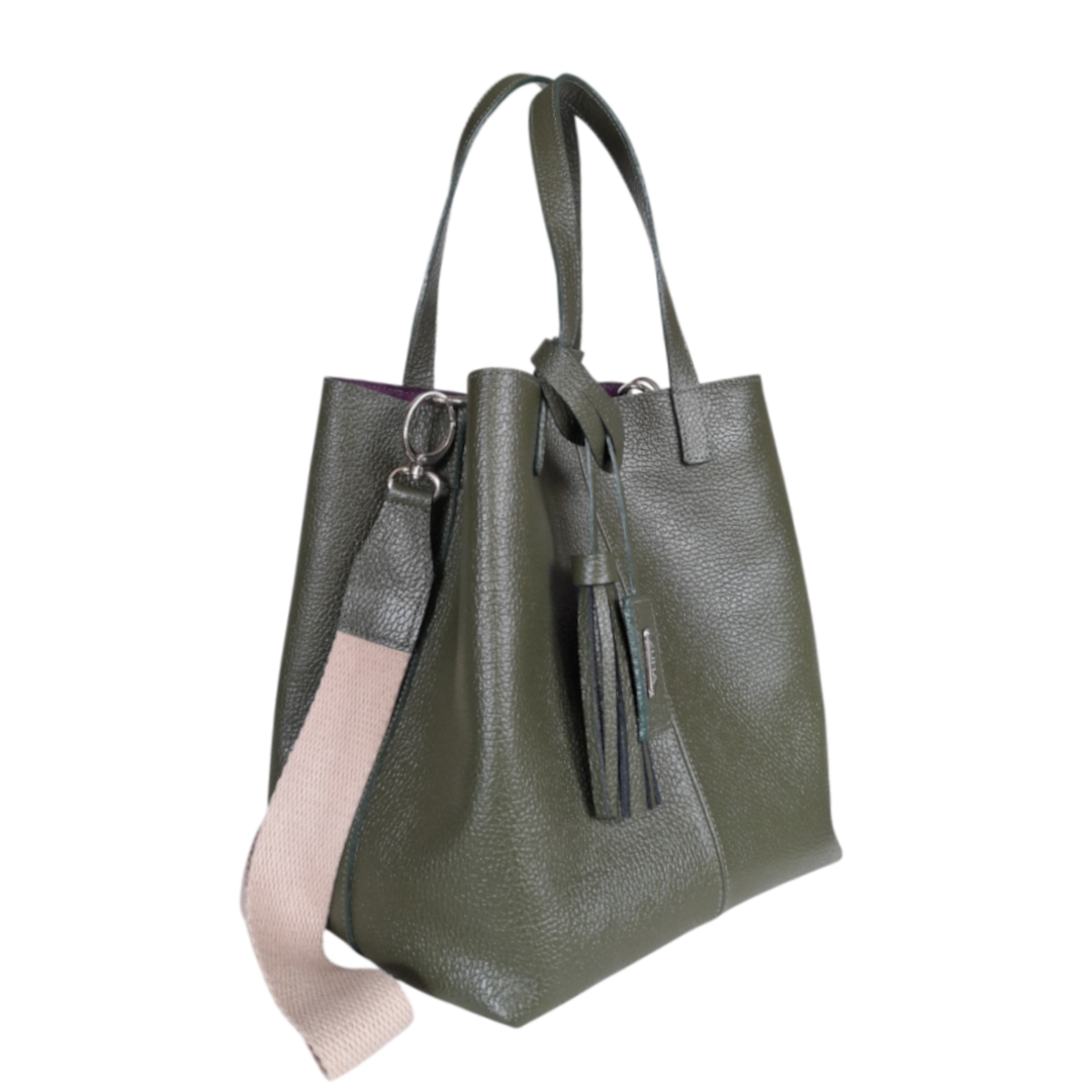 Borsa a mano per donne Giulia in verde oliva