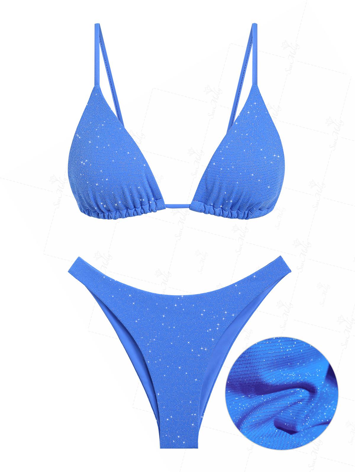 Corallo | Bikini a triangolo in lurex