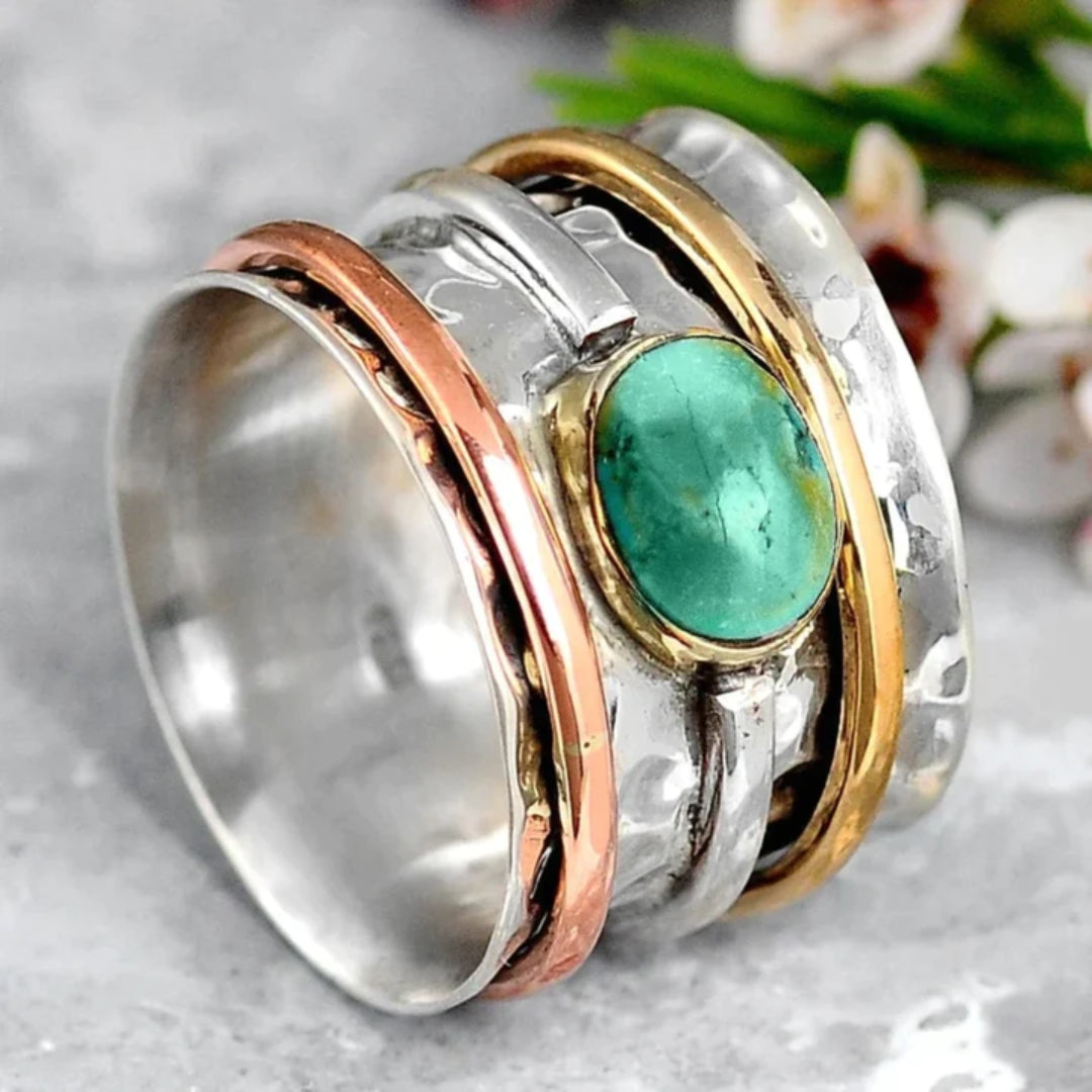 COCO | Anello vintage dorato  con turchese