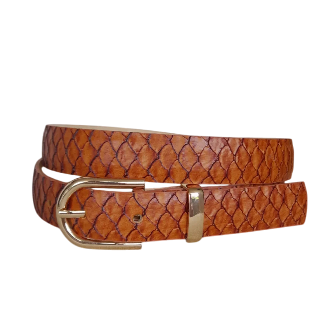 Cintura in pelle da donna color miele-Koi