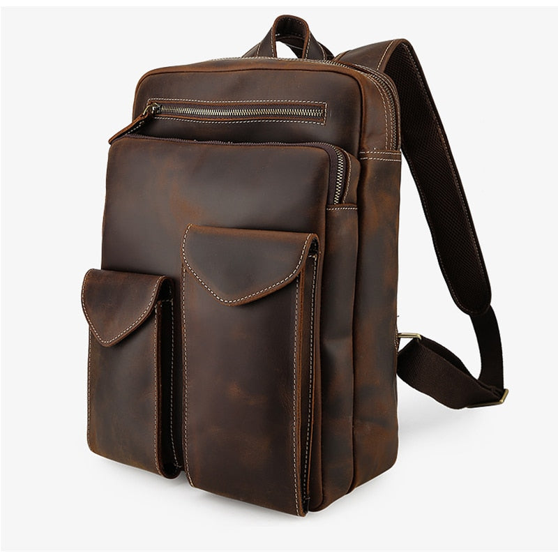 Grande zaino vintage in pelle per uomini