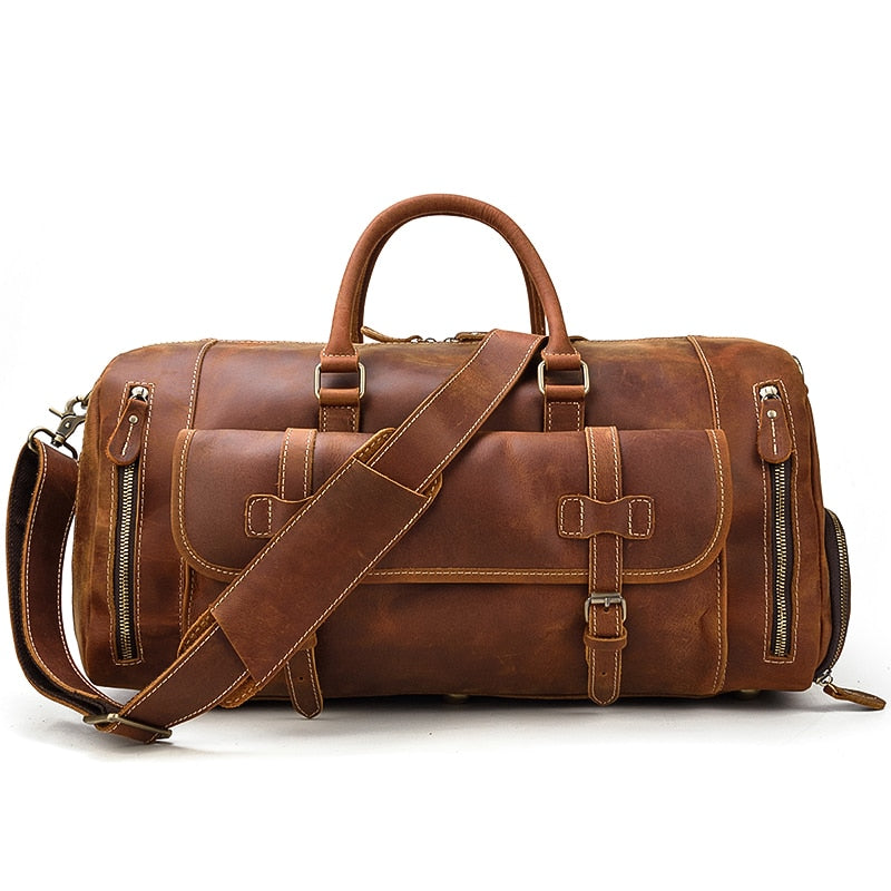 Borsa da viaggio in pelle "Retro Crazy Horse" con scomparto separato per scarpe