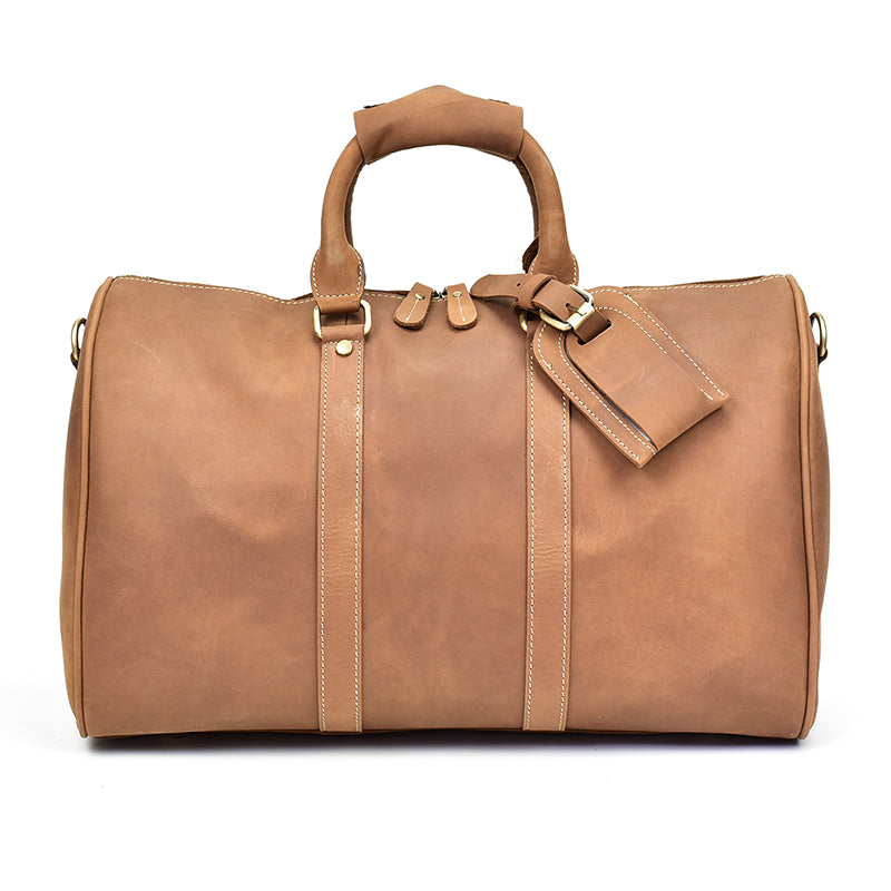 Borsa da viaggio in pelle Crazy Horse vintage da uomo