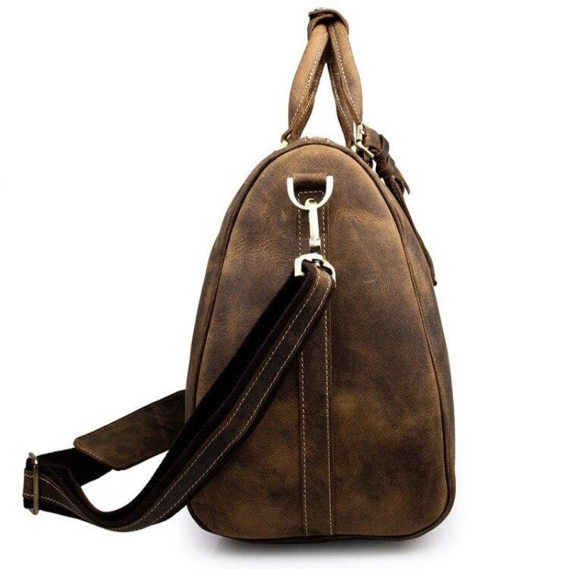Borsa da viaggio in pelle Crazy Horse vintage da uomo