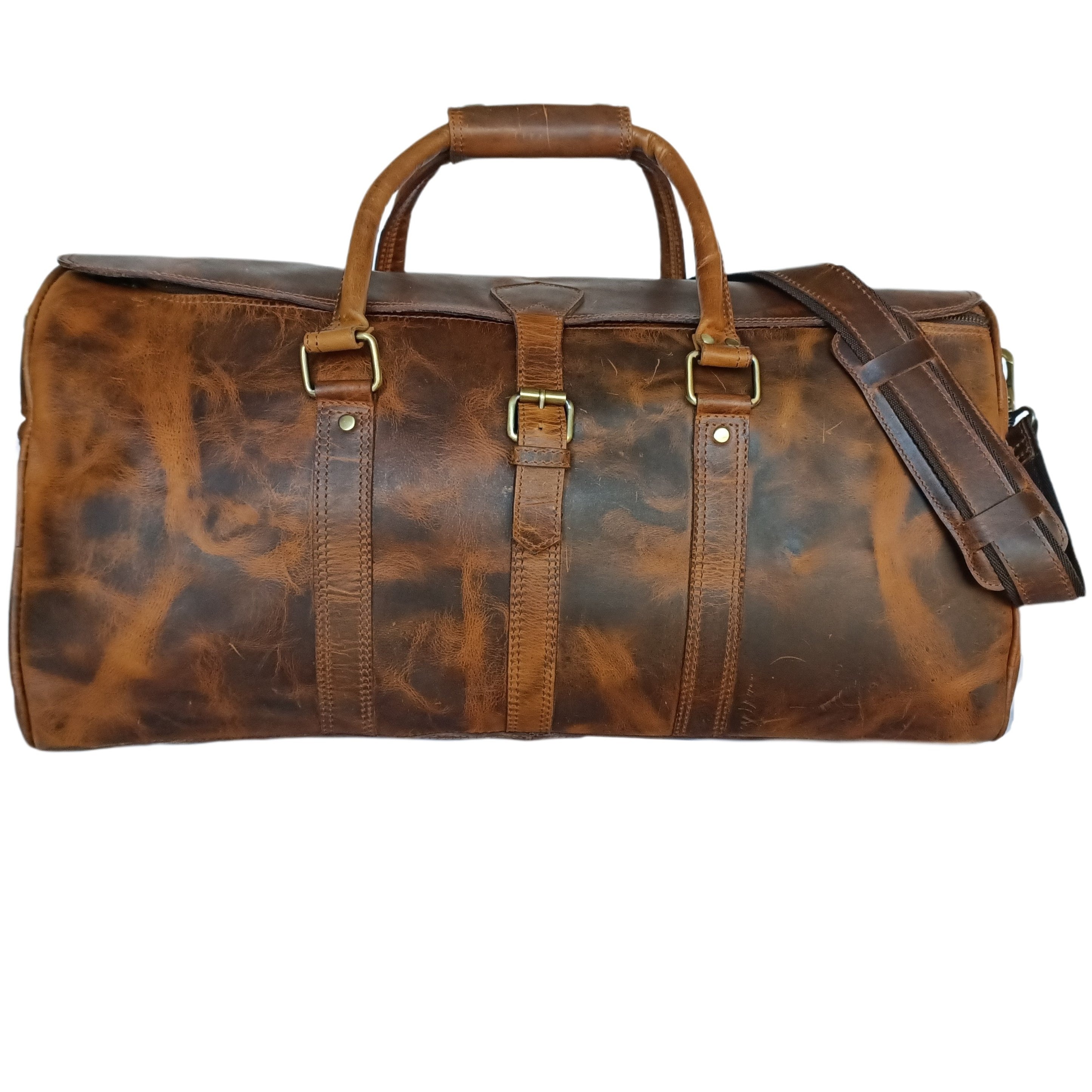 Borsa da viaggio in cuoio cerato beige
