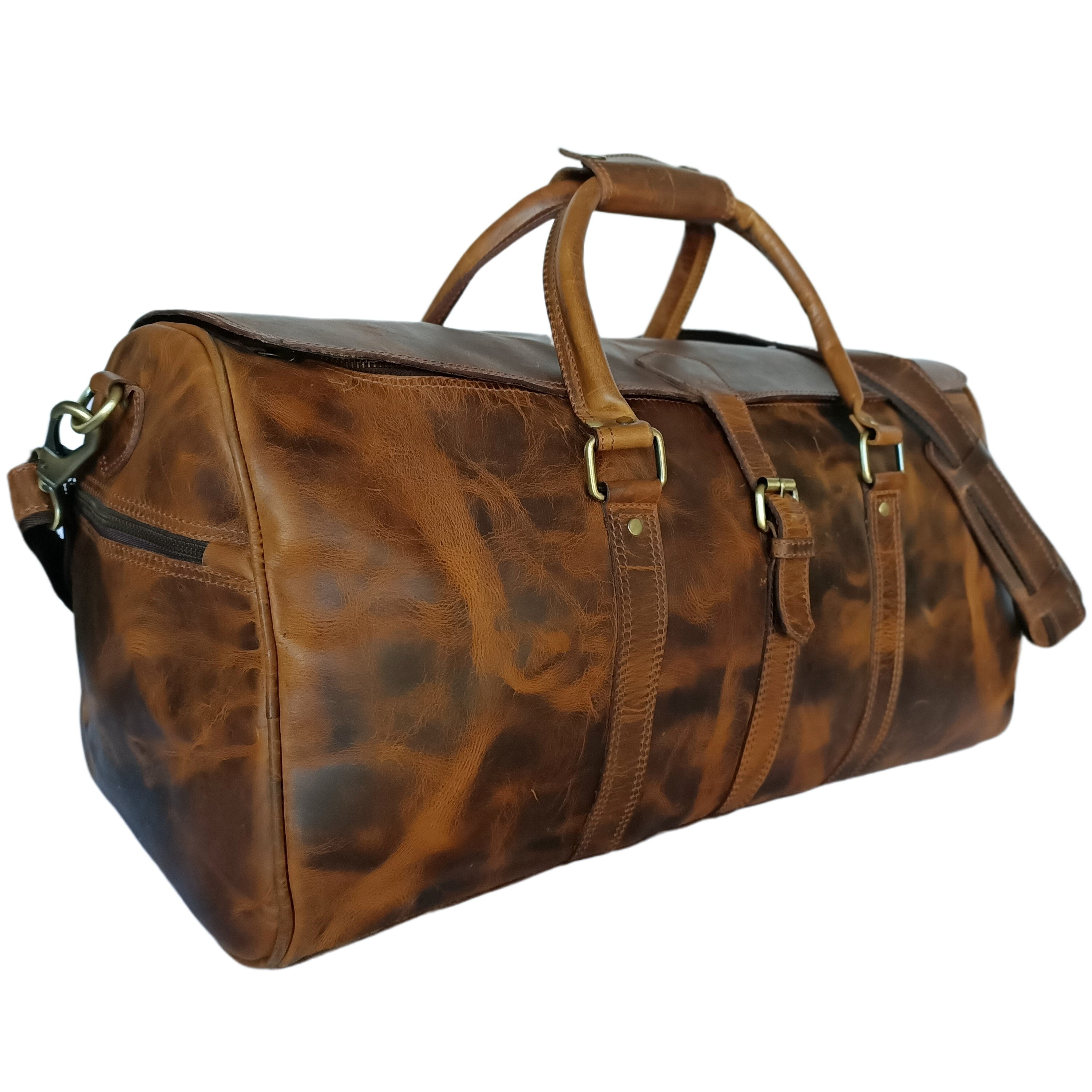 Borsa da viaggio in cuoio cerato beige