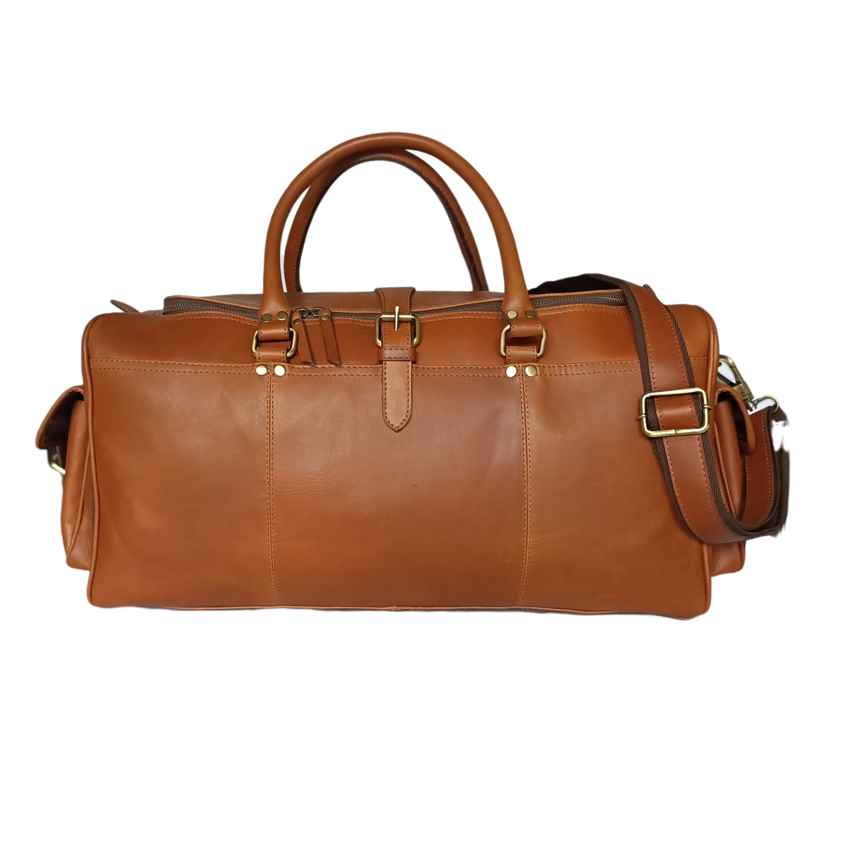 Borsa da weekend in pelle marrone