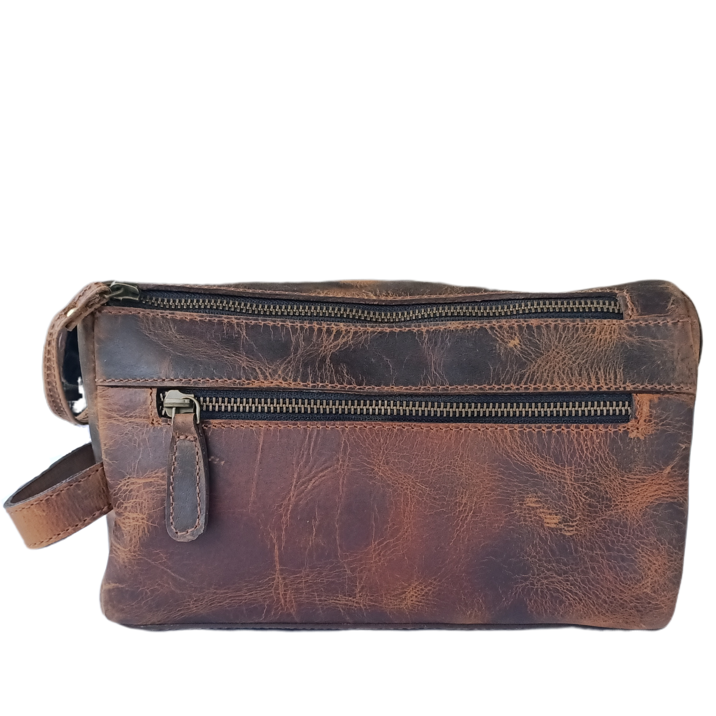 Borsa da Toilette in Colore Marrone Caccia