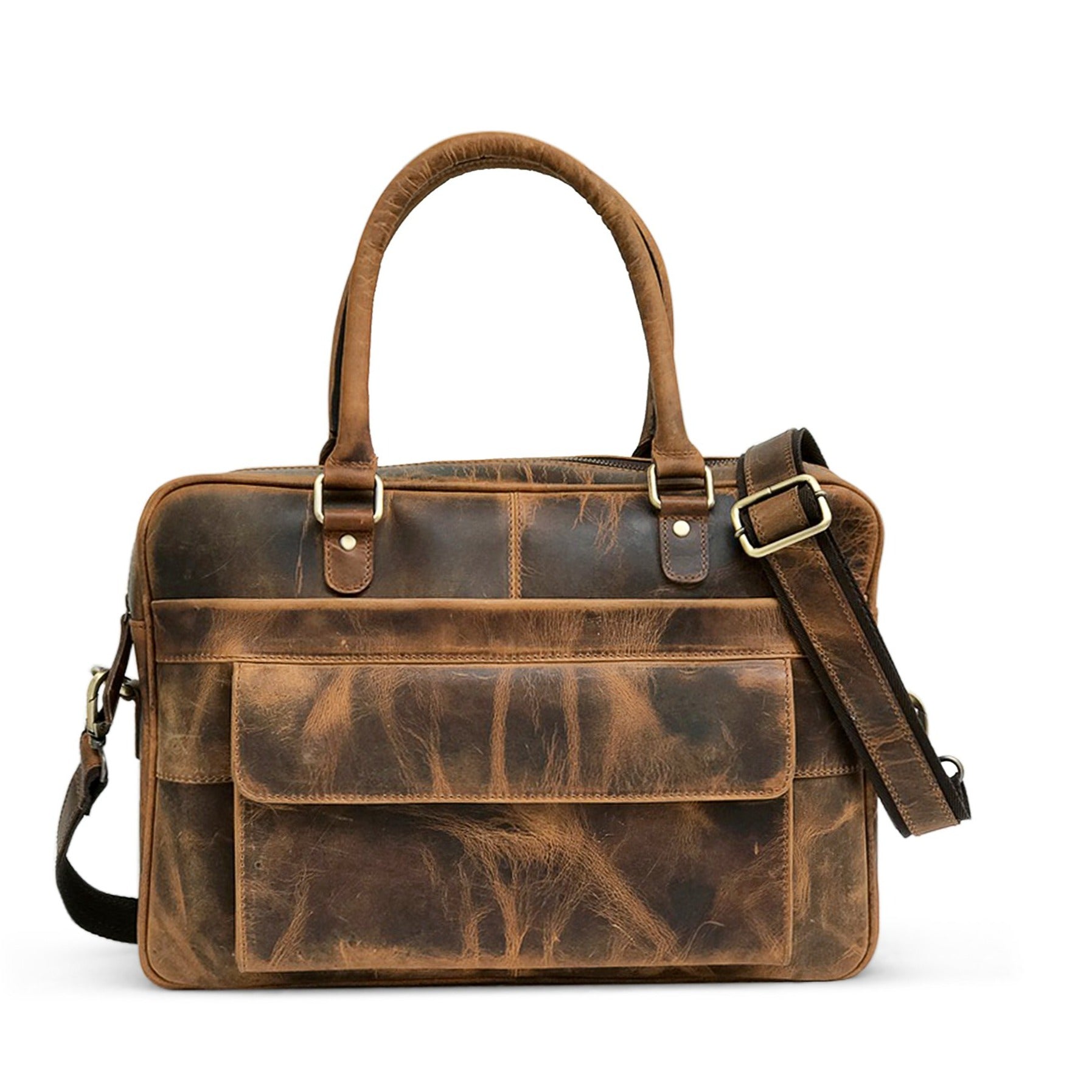 Borsa per laptop in pelle marrone da cacciatore