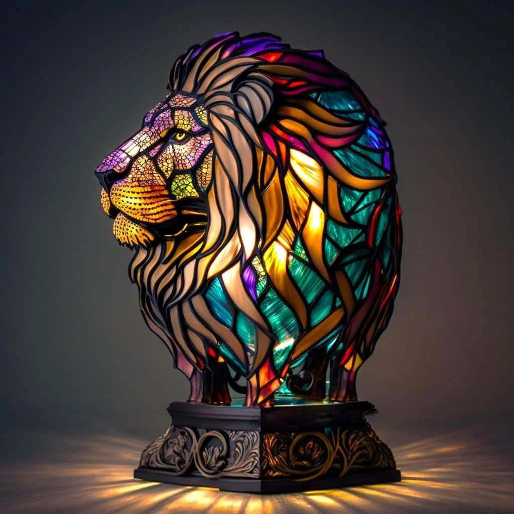 Simba | Lampada leone magica in vetro colorato