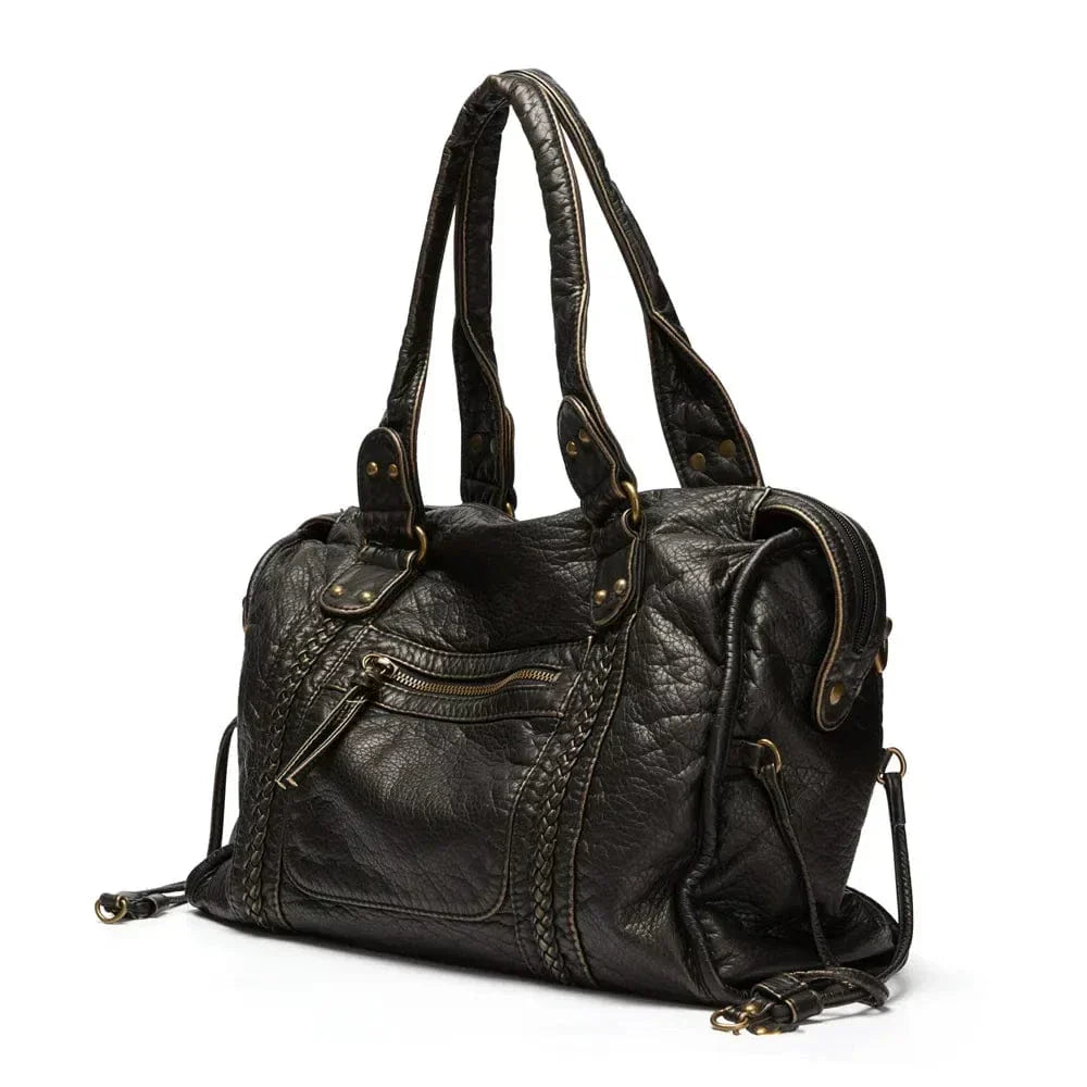 Borsa a Mano in Pelle Nera Vintage Elegante