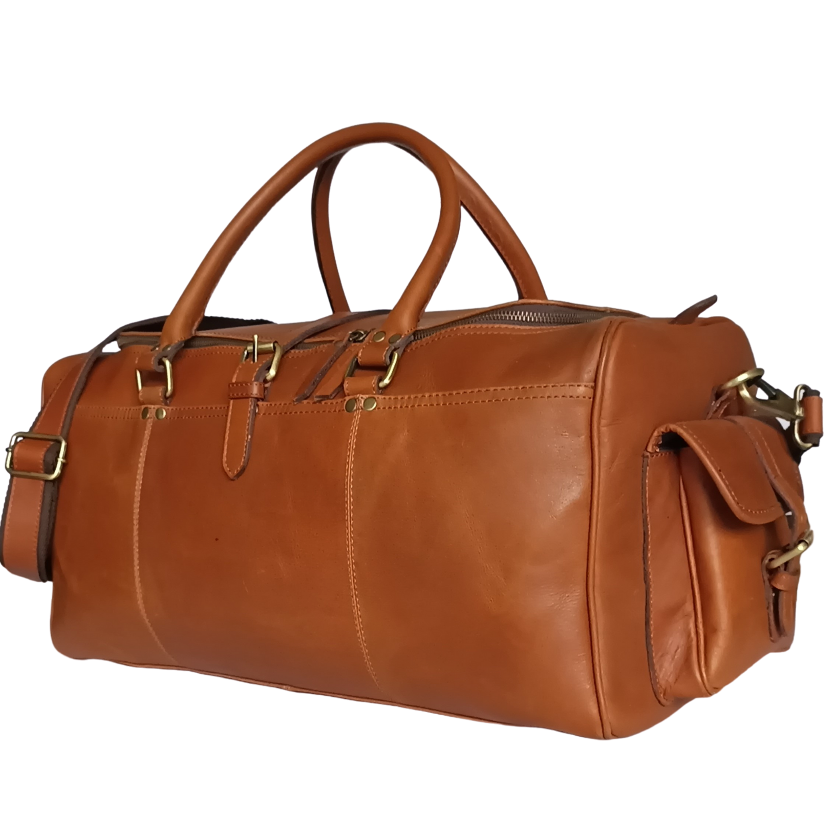 Borsa da weekend in pelle marrone