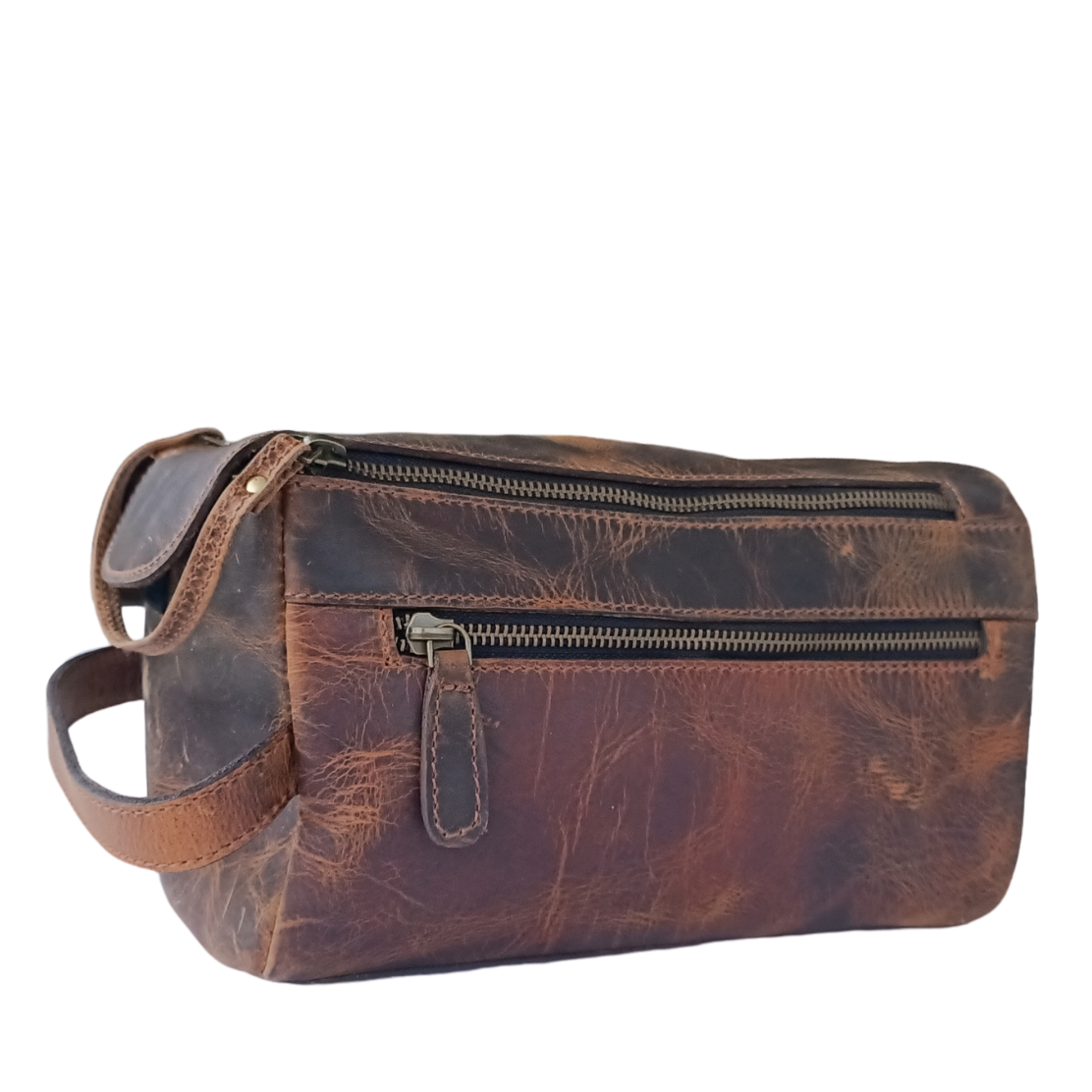 Borsa da Toilette in Colore Marrone Caccia