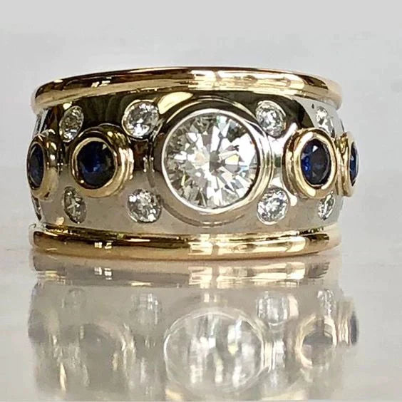 VIVIANA | Anello vintage dorato con zirconi incastonati