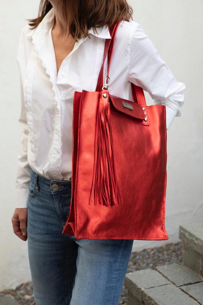 Portafoglio metallico Juanita rosso